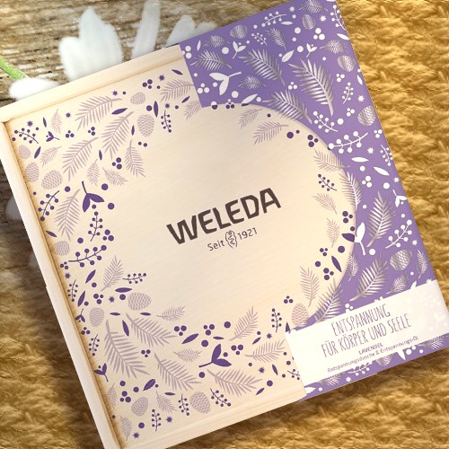 Weleda LAVENDEL Holzbox Geschenkset Dusche & Pflegeöl, 200+100ml